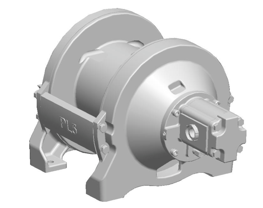PL5-15-210-2 : Pullmaster Planetary Hydraulic Winch, Equal Speed, 4,500lb Bare Drum Pull, Auto Brake, CW, 24GPM Motor, 7.38" Barrel x 6.56" length x 12.38" Flange