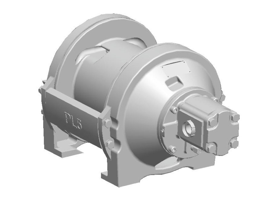 PL5-15-211-1 : Pullmaster Planetary Hydraulic Winch, Equal Speed, 4,000lb Bare Drum Pull, Auto Brake, CW, 11GPM Motor, 7.38" Barrel x 6.56" length x 11.0" Flange