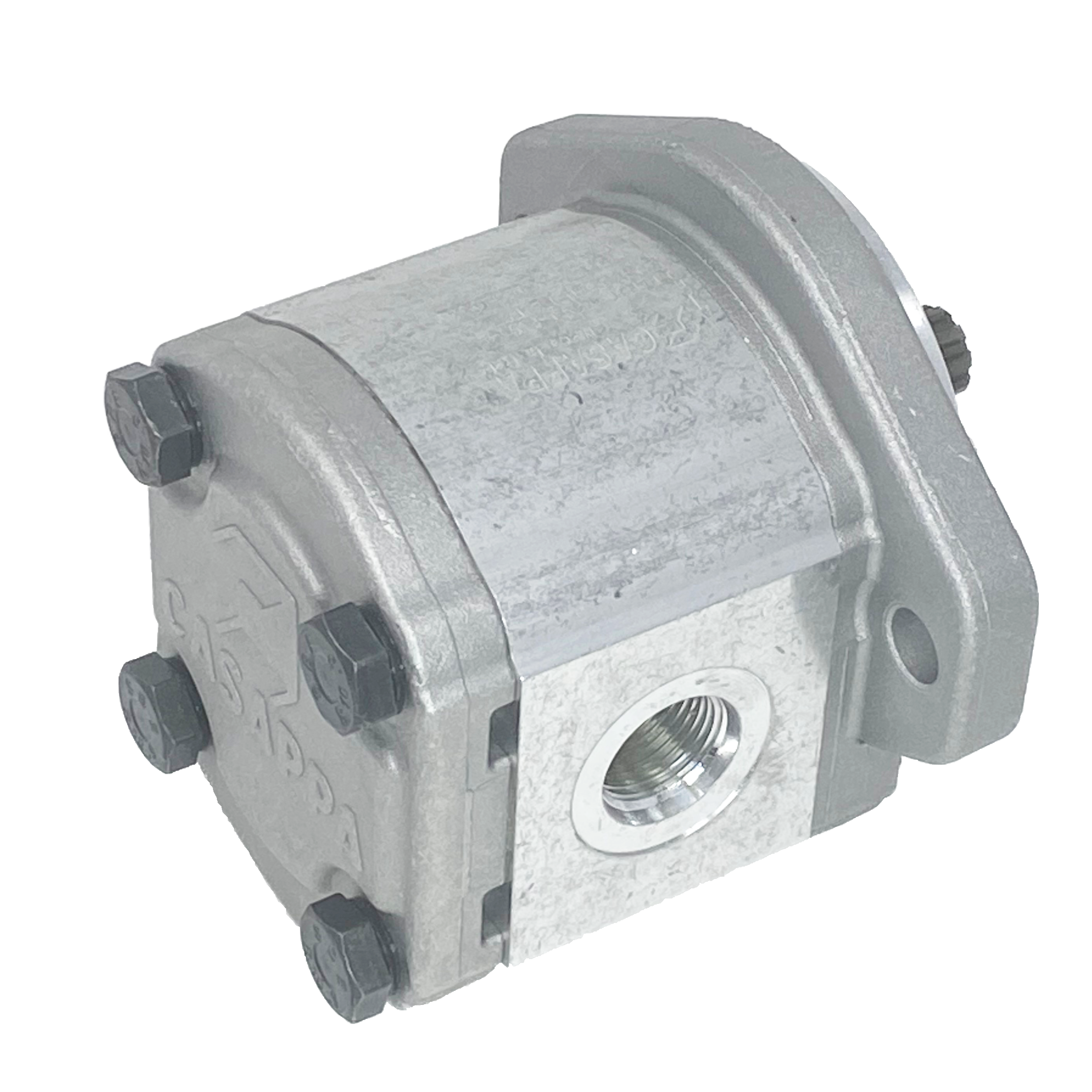 PLM20.14R0-03S1-LOC/OD-N-EL : Casappa Polaris Gear Motor, 14.53cc, 3625psi Rated, 3500RPM, Reversible Rear External Drain, 9T 16/32dp Shaft, SAE A 2-Bolt Flange, 0.625 (5/8") #10 SAE Inlet, 0.75 (3/4") #12 SAE Outlet, Aluminum Body & Flange