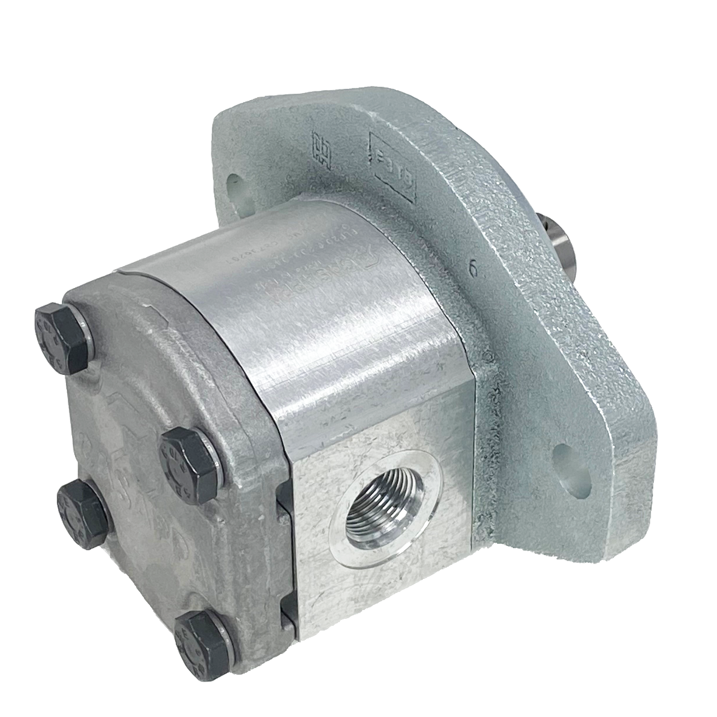 PLM20.14R0-32S5-LOC/OD-N-L : Casappa Polaris Gear Motor, 14.53cc, 3625psi, 3500RPM, Reversible, External Drain, 3/4" Bore x 1/4" Key Shaft, SAE B 2-Bolt Flange, 0.625 (5/8") #10 SAE In, 0.75 (3/4") #12 SAE Out, Aluminum Body, Cast Iron Flange