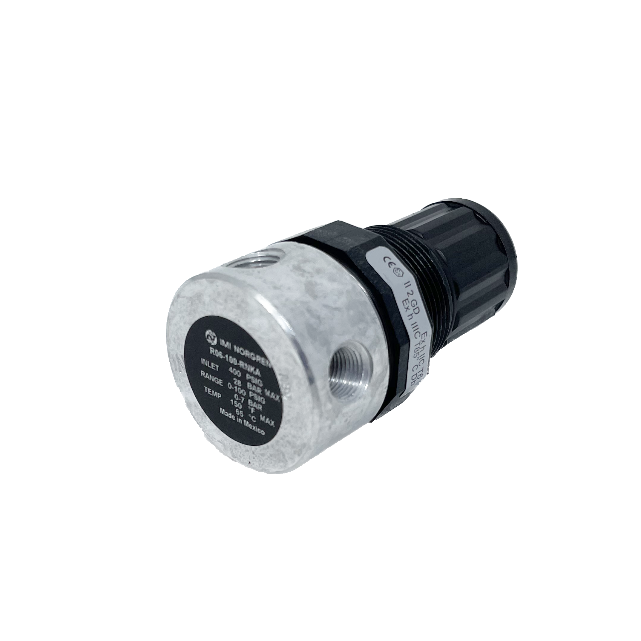 R06-100-RNKA : Norgren R06 Series Water/Air Regulator, 1/8" NPT, Aluminum Body, Plastic Bonnet, Relieving, No Gauge, 5 to 100psi Range