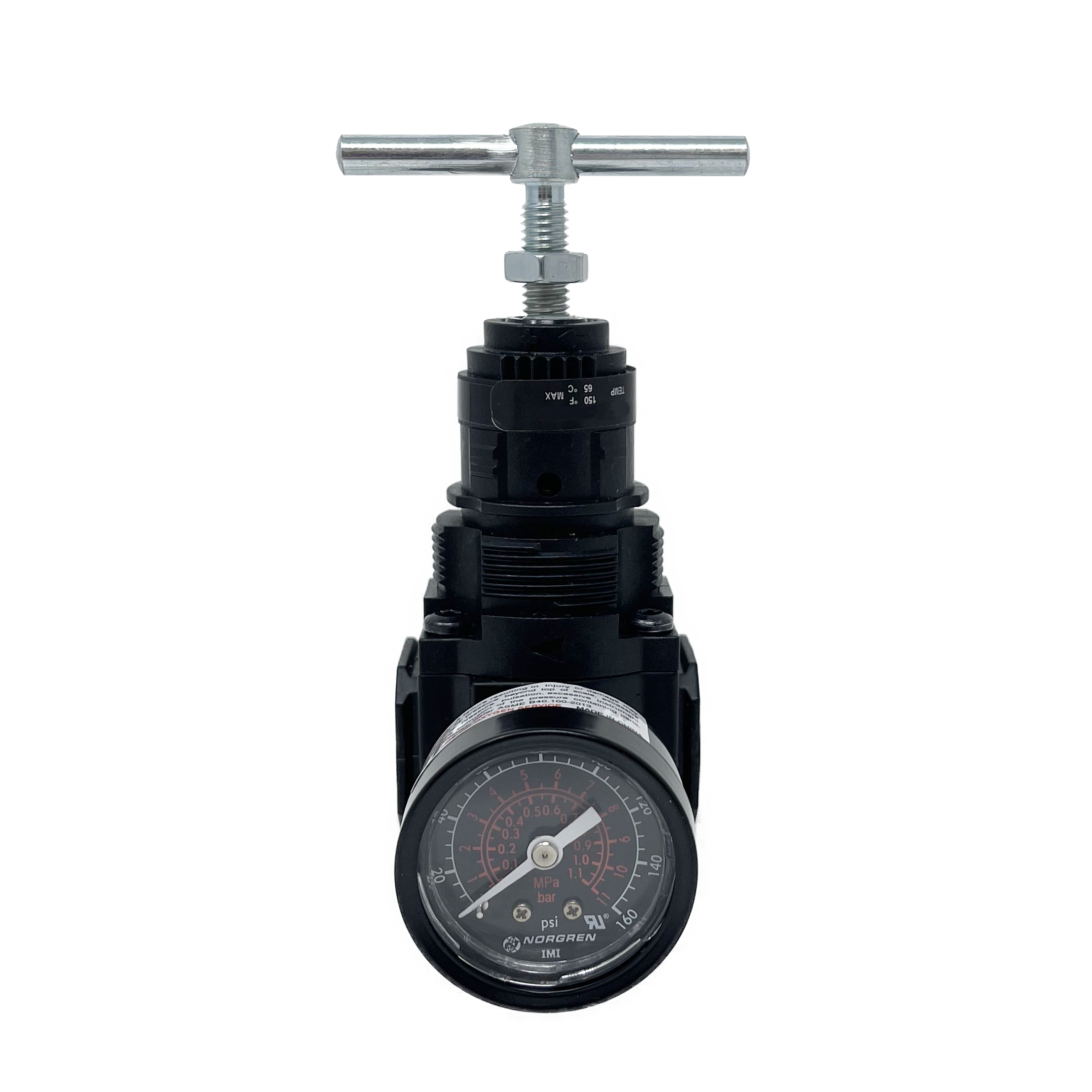 R73G-2AT-RMG : Norgren Excelon Regulator, 1/4" NPT, T-Bar Adjust, Relieving, 5-150psi, with Gauge