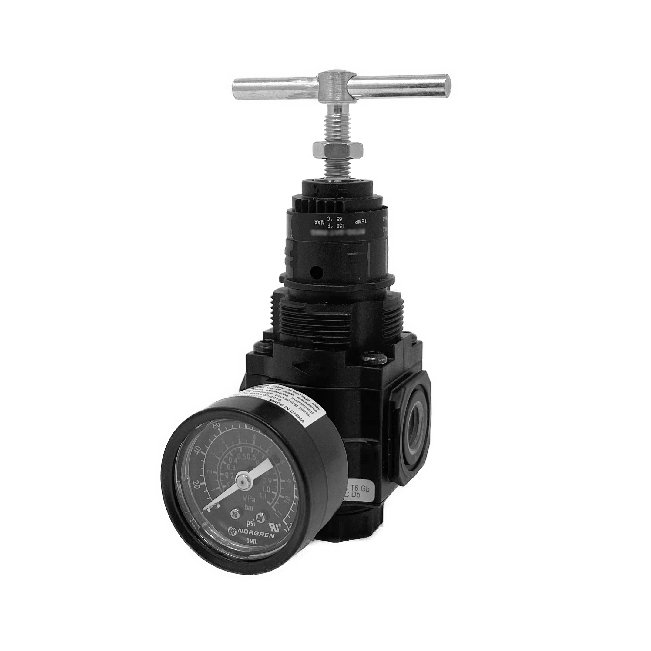 R73G-2AT-RMG : Norgren Excelon Regulator, 1/4" NPT, T-Bar Adjust, Relieving, 5-150psi, with Gauge