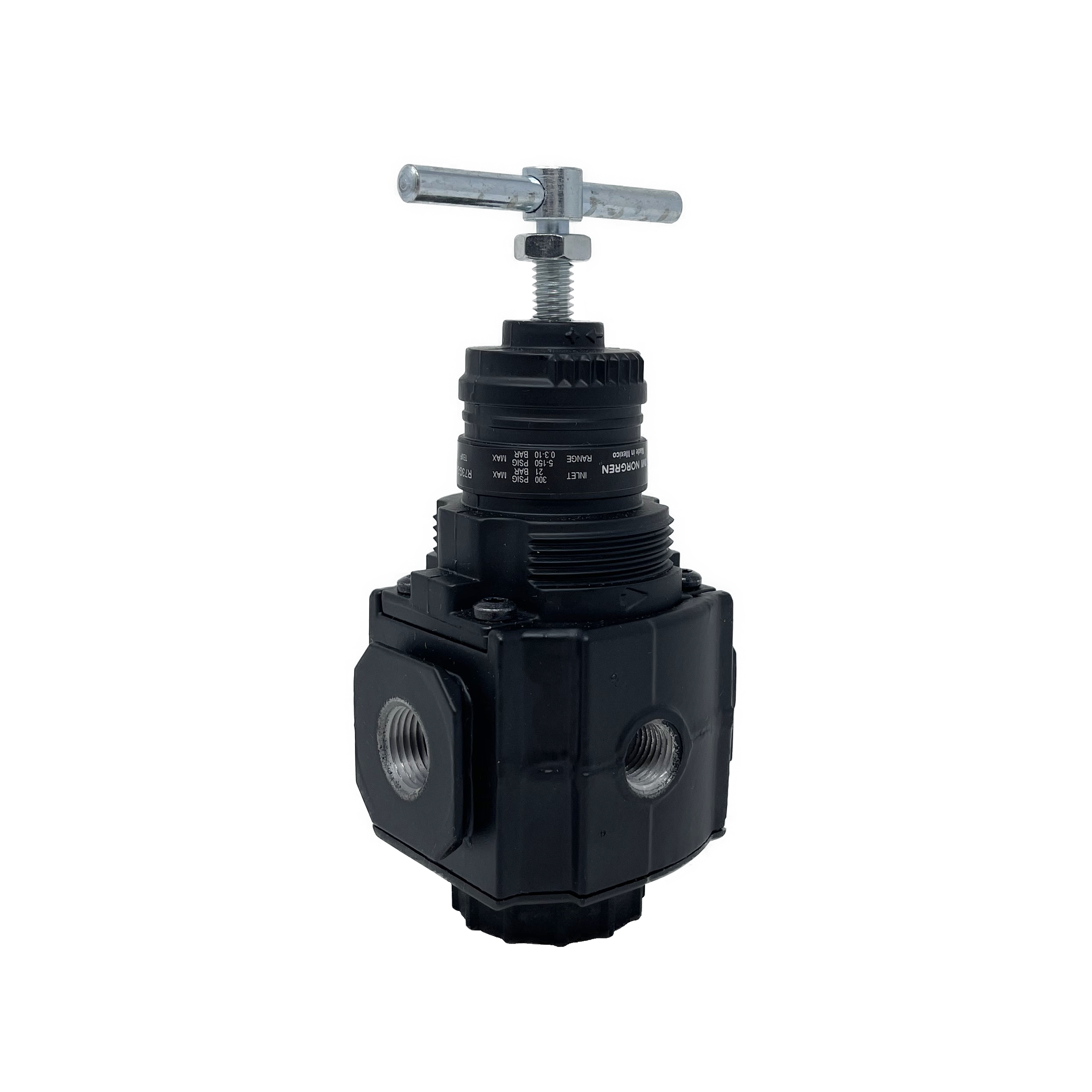 R73G-3AT-RMG : Norgren Excelon Regulator, 3/8" NPT, T-Bar Adjust, Relieving, 5-150psi, with Gauge