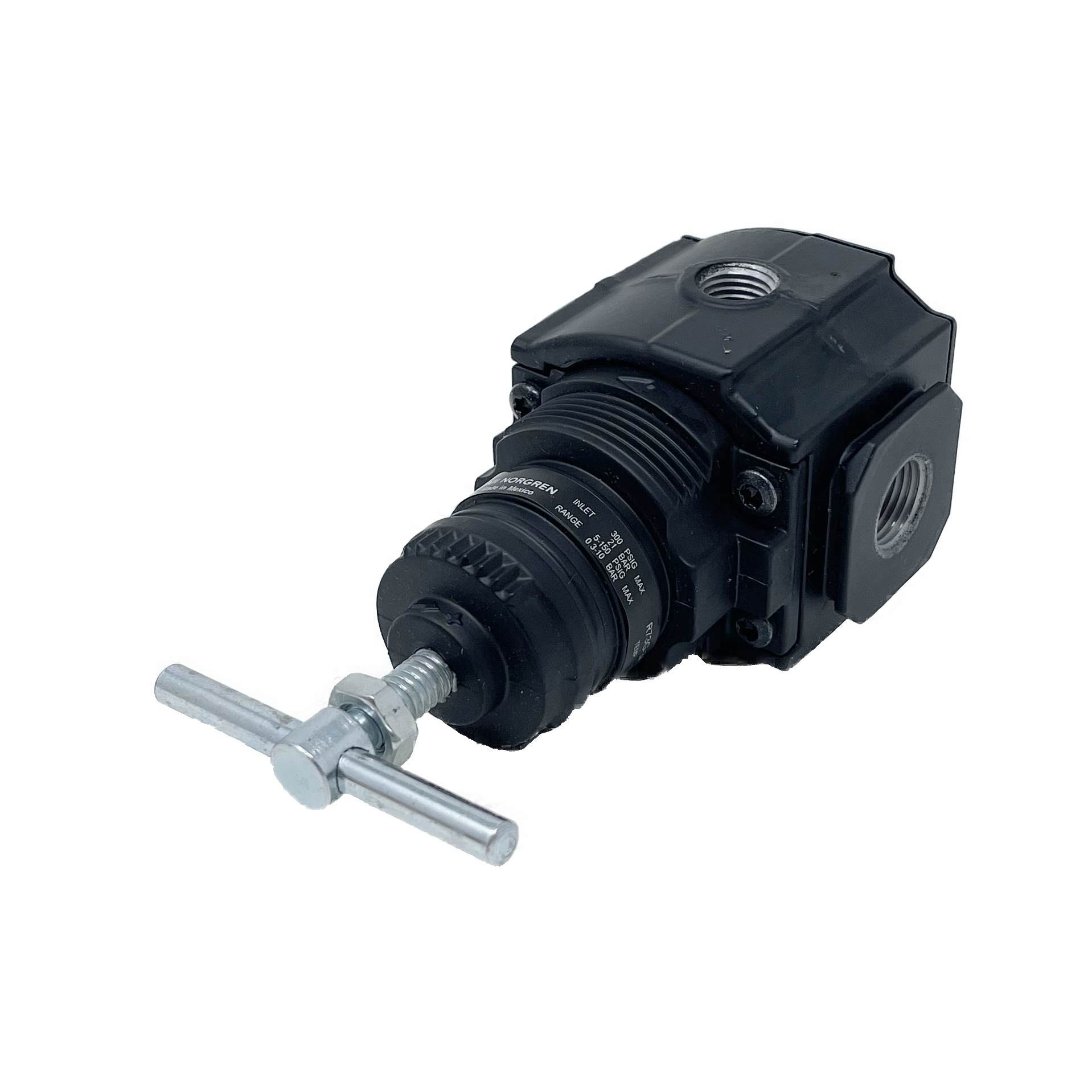 R73G-3AT-RMG : Norgren Excelon Regulator, 3/8" NPT, T-Bar Adjust, Relieving, 5-150psi, with Gauge