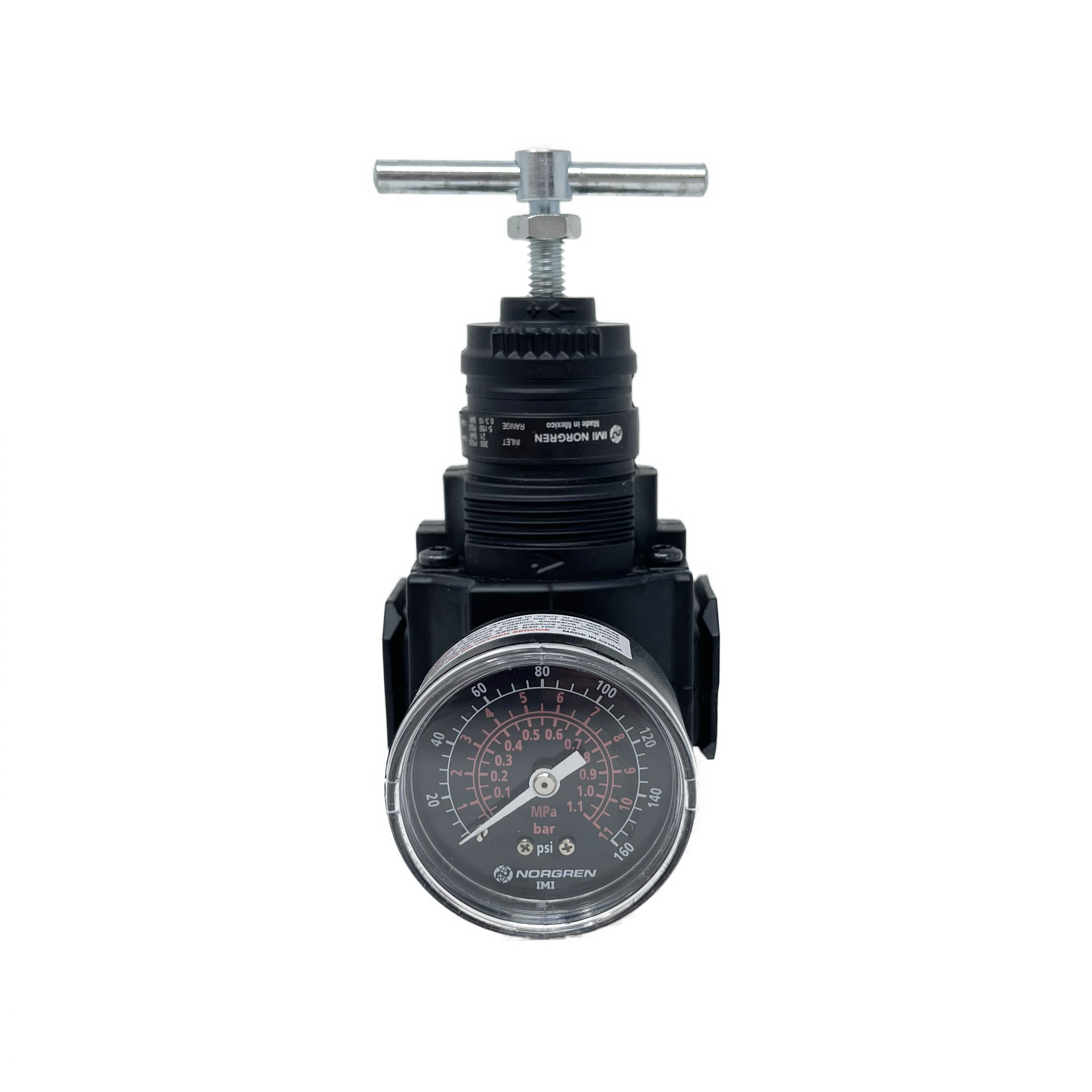 R73G-3AT-RMG : Norgren Excelon Regulator, 3/8" NPT, T-Bar Adjust, Relieving, 5-150psi, with Gauge