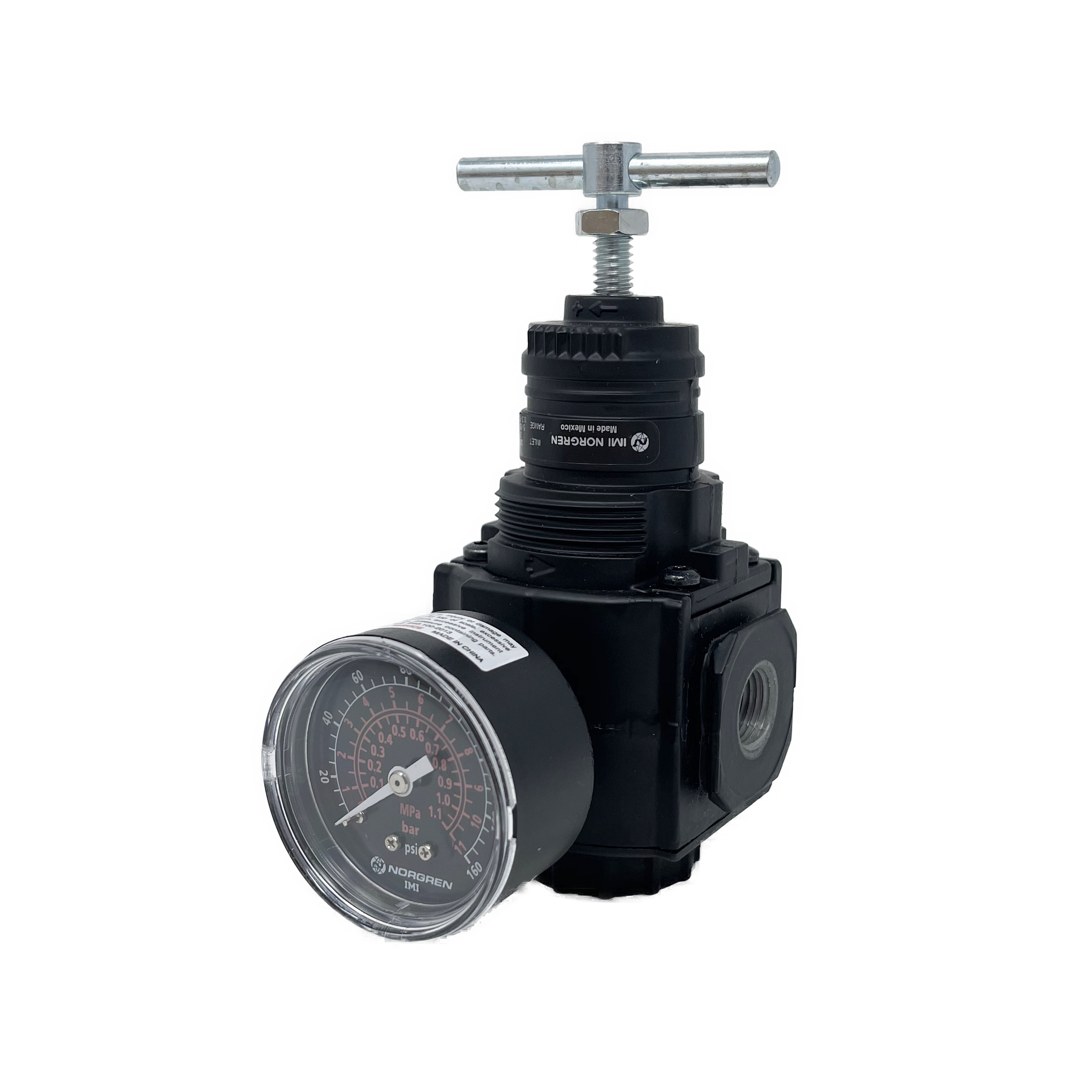 R73G-3AT-RMG : Norgren Excelon Regulator, 3/8" NPT, T-Bar Adjust, Relieving, 5-150psi, with Gauge