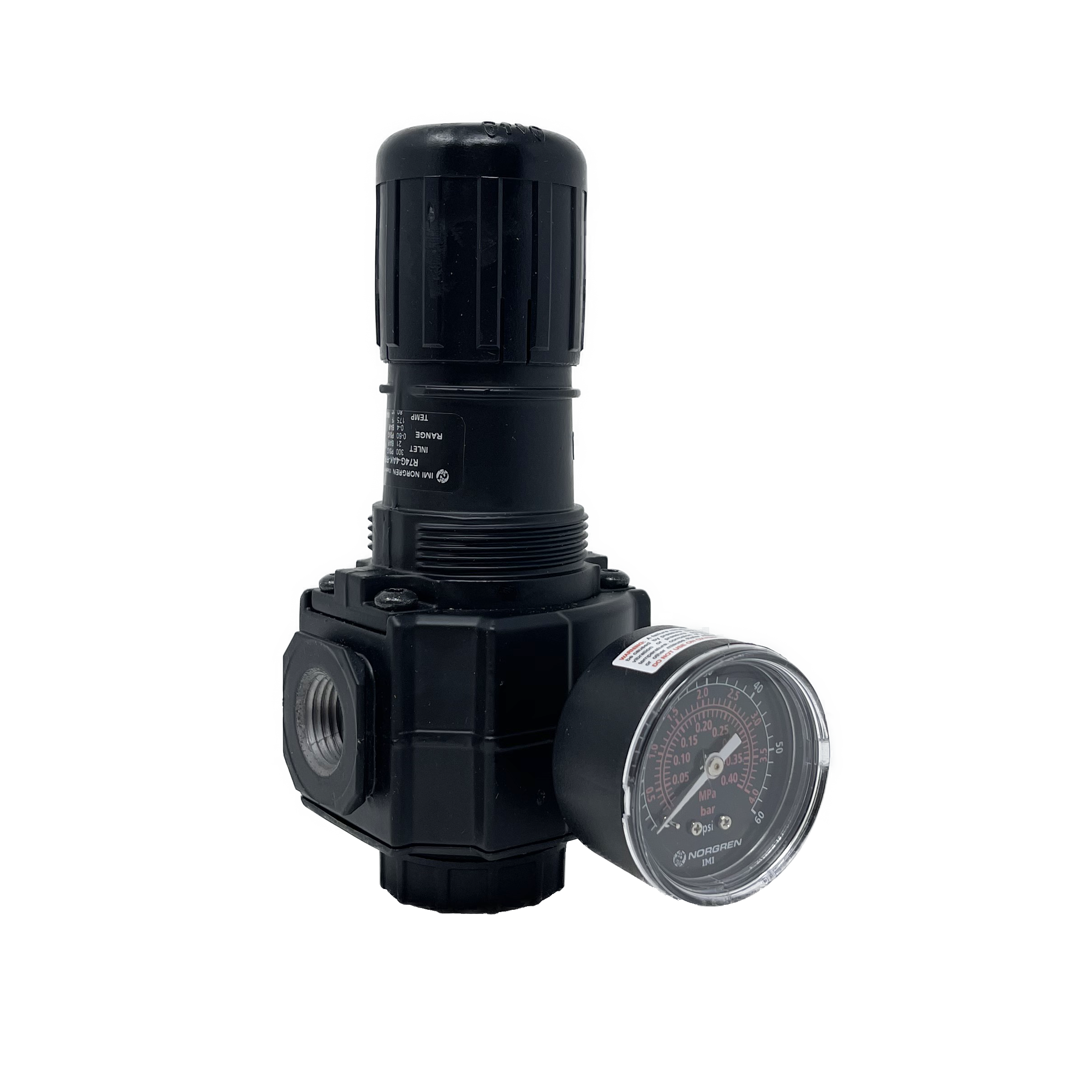 R74G-4AK-NFG : Norgren Excelon Filter, 1/2" NPT, Knob Adjust, Non-Relieving, 5-600psi, with Gauge