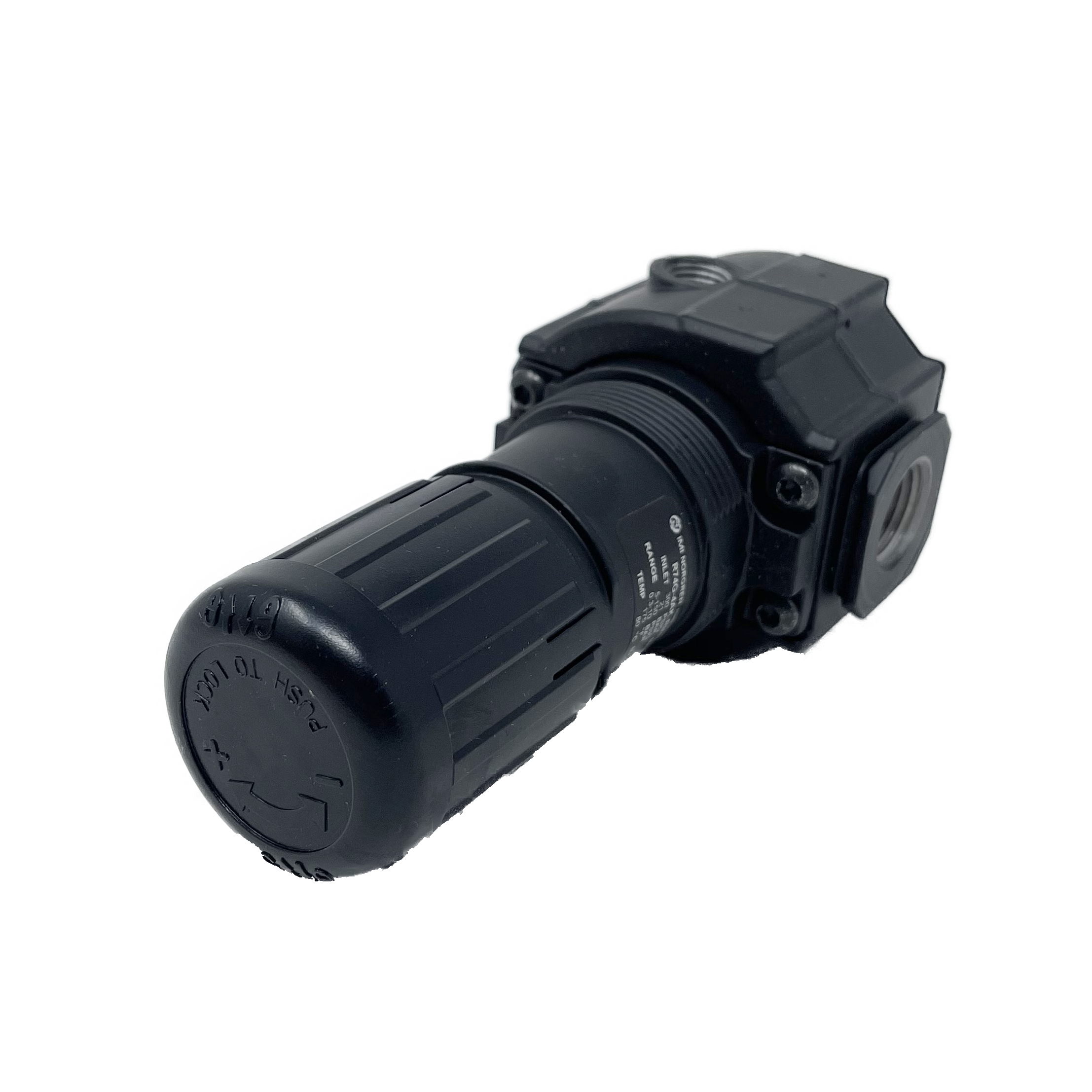 R74G-4AK-RMG : Norgren Excelon Regulator, 1/2" NPT, Knob Adjust, Relieving, 5-150psi, with Gauge