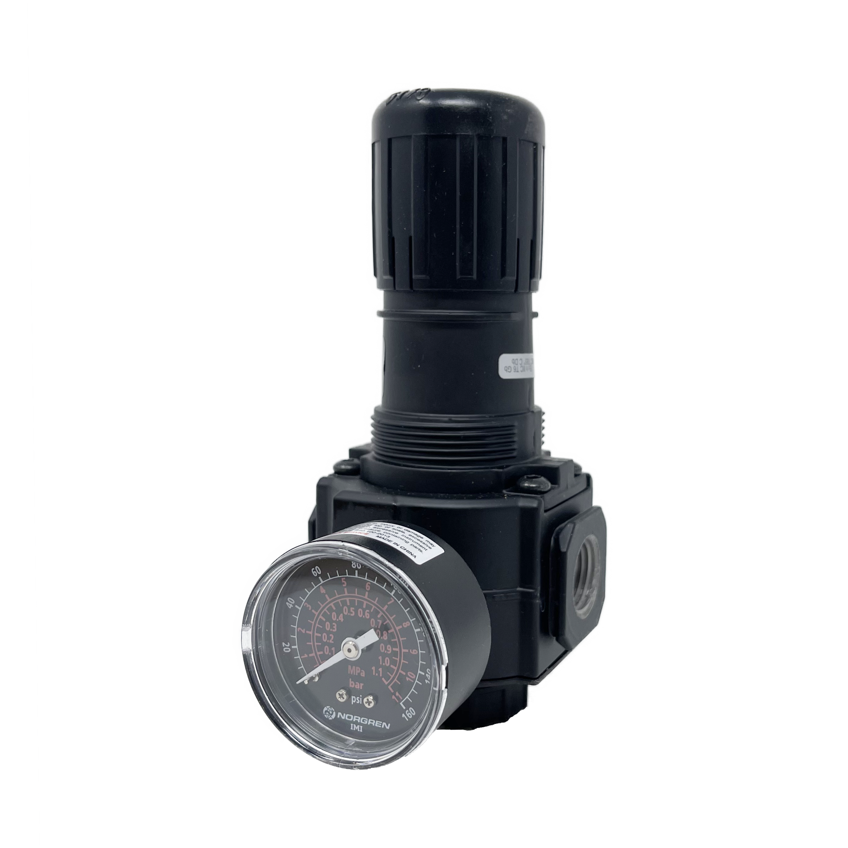 R74G-4AK-RMG : Norgren Excelon Regulator, 1/2" NPT, Knob Adjust, Relieving, 5-150psi, with Gauge