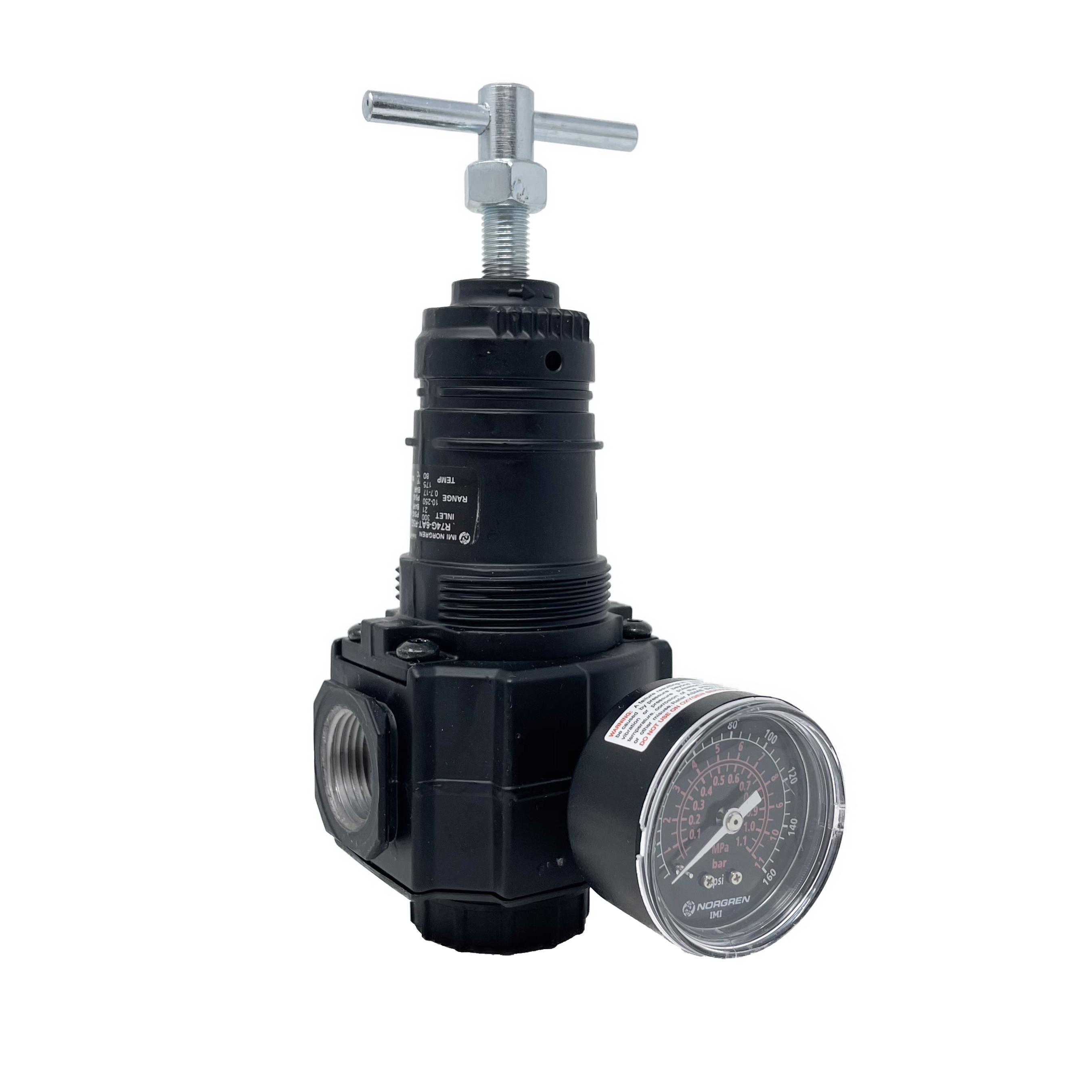 R74G-6AT-RMG : Norgren Excelon Filter, 3/4" NPT, T-Bar Adjust, Relieving, 5-150psi, with Gauge