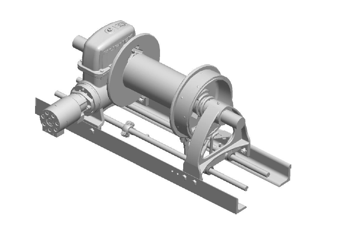 RN20WH-RFOM3 : Tulsa Winch Rufnek-Series Worm Gear, 20,000 lbs Bare Drum Pull, Mechanical Clutch, 25 GPM Hydraulic Motor