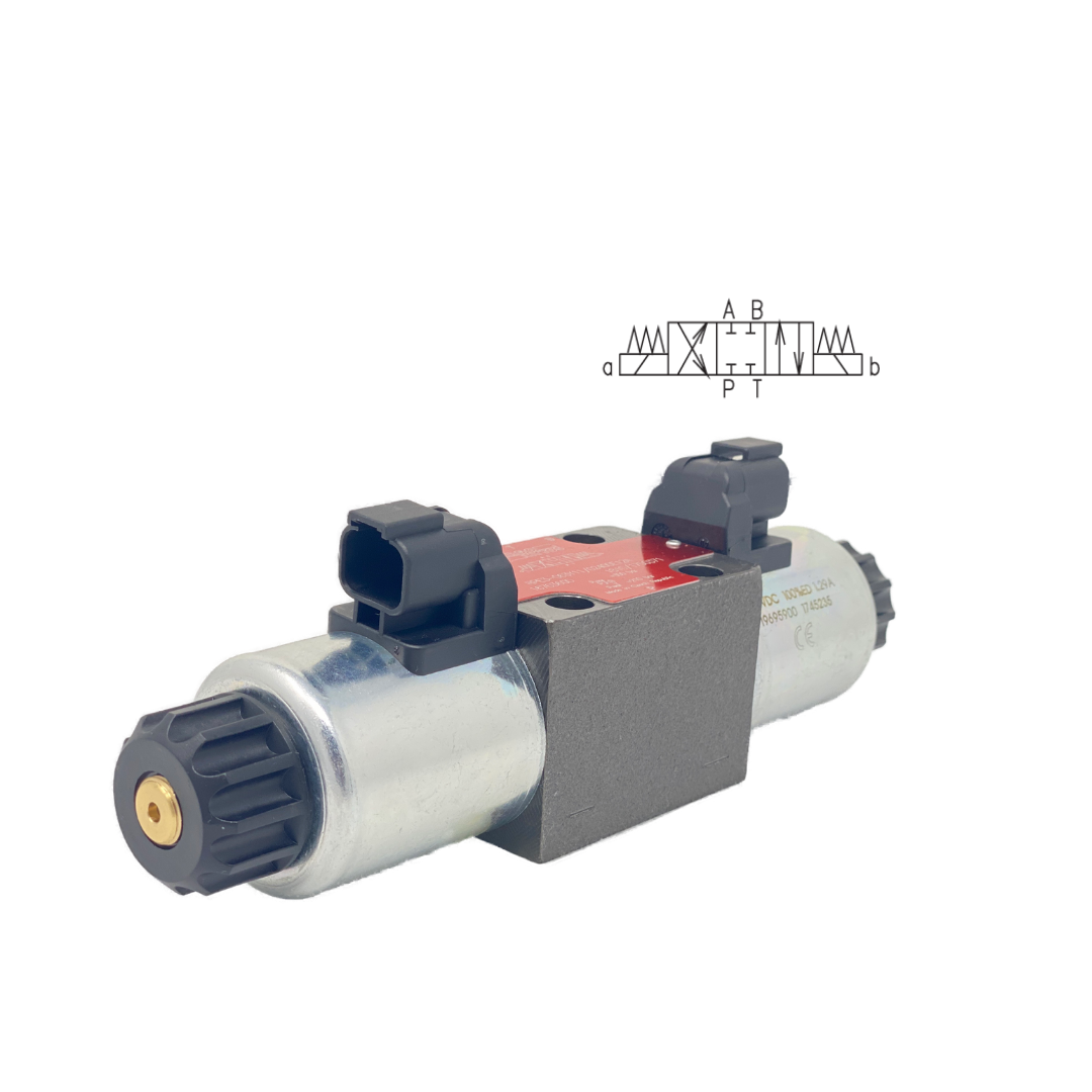 RPE3-063Z11/02400E12A : Argo DCV, D03, 21GPM, 5100psi, 3P4W, 24 VDC, Deutsch, Spring Return, Cylinder Spool