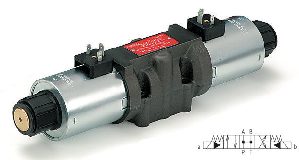 RPE4-103H11/12060E5 : Argo DCV, D05 (NG10), 37GPM, 5100psi, 3P4W, 120 VAC, DIN, Spring Return, Open in Neutral