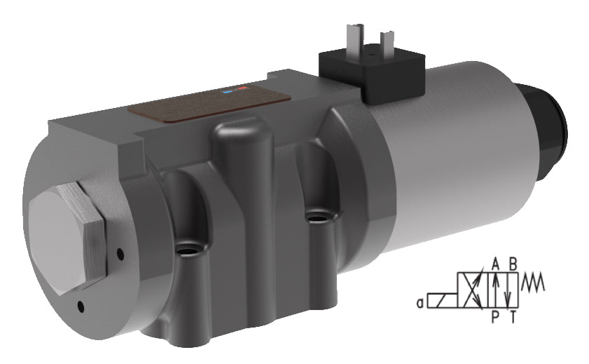 RPE4-102R21/12060E5 : Argo DCV, D05, 37GPM, 5100psi, 2P4W, 12 VDC, DIN, Spring Return, PA and BT Neutral