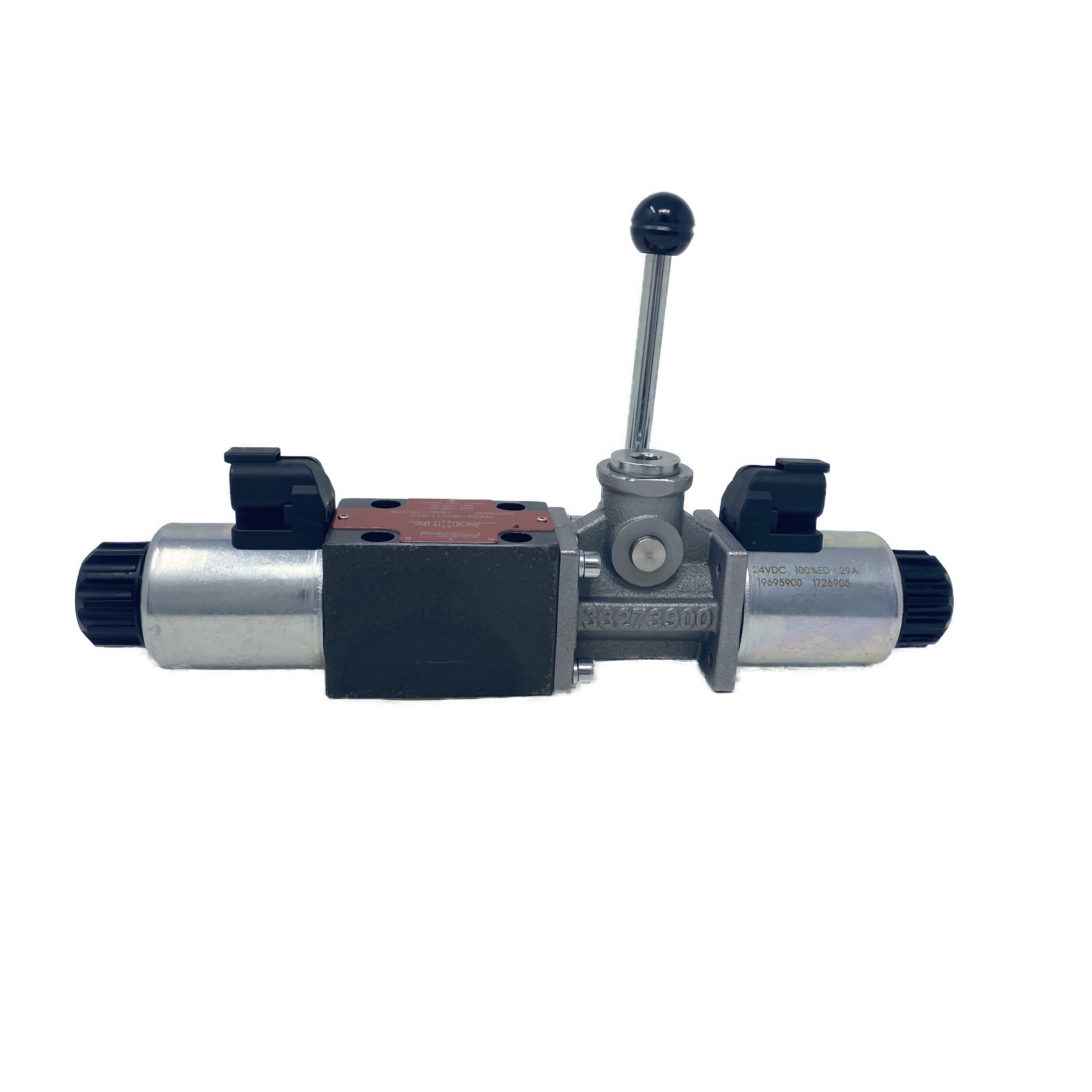 RPER3-063C11/01200E12A/A19 : Argo Directional Control Valve w/ Override Lever, D03, 21GPM, 5100psi, 3P4W, 12 VDC, Deutsch, Spring Centered, Tandem Spool