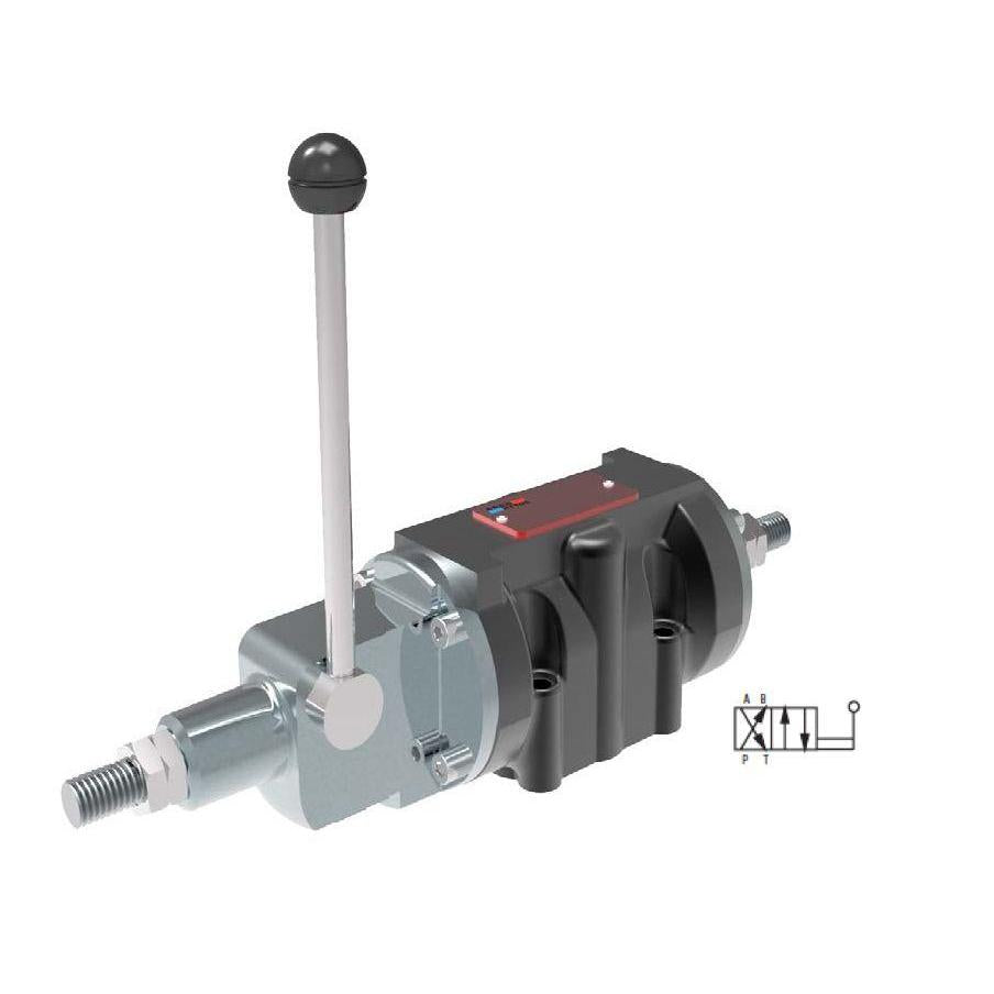 RPR1-102X11/B1-0-0 : Argo DCV, 2-Position, 4-Way, D05 (NG10), 37GPM, 5100psi Rated, Lever Operated, Port 3 to 4, Port 2 to 1 Neutral, 2X21, Spring Centered