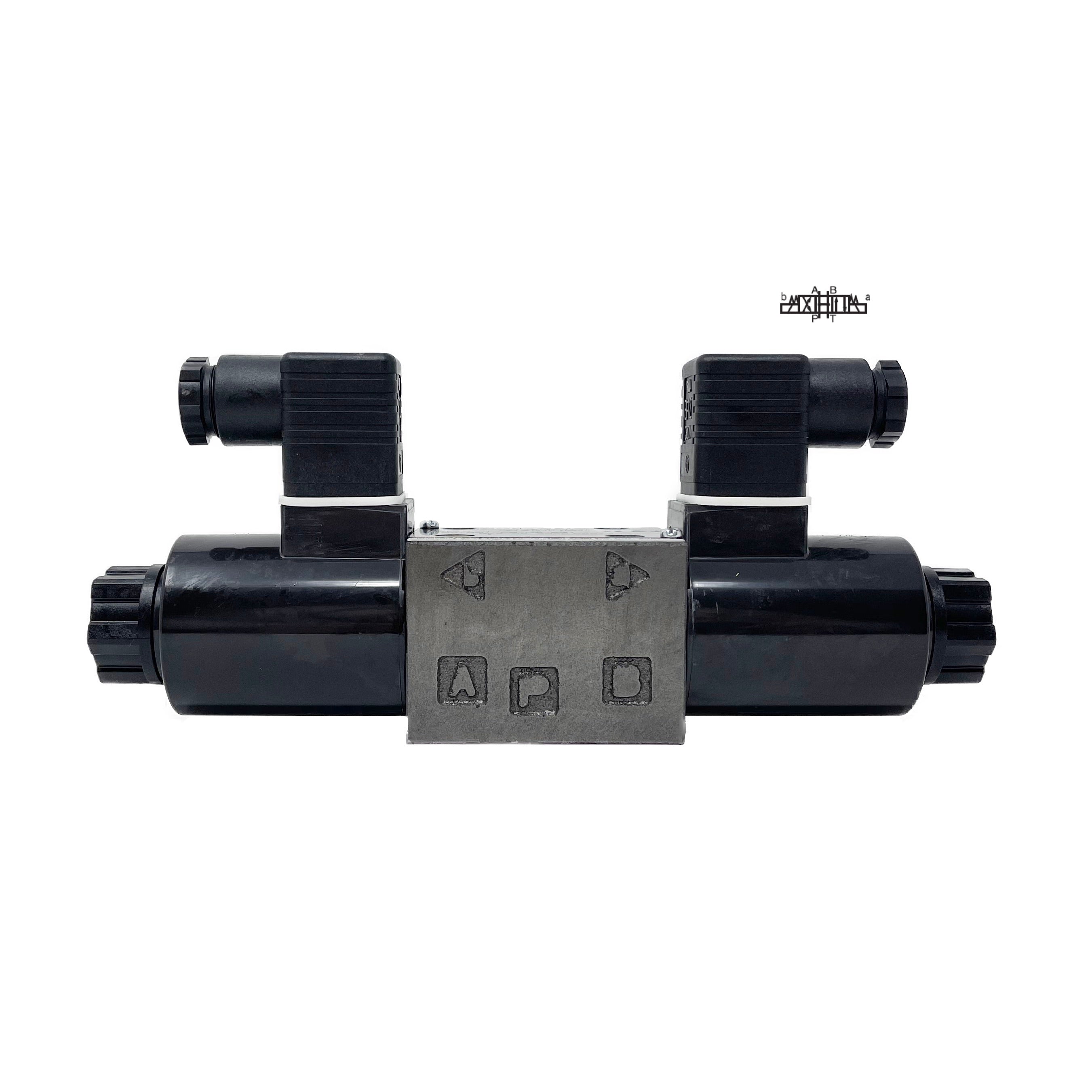 SA-G01-C4-D2-E31 : Nachi Solenoid Valve, 3P4W, D03 (NG6), 13.2GPM, 5075psi, All Ports Open Neutral, 24 VDC, DIN