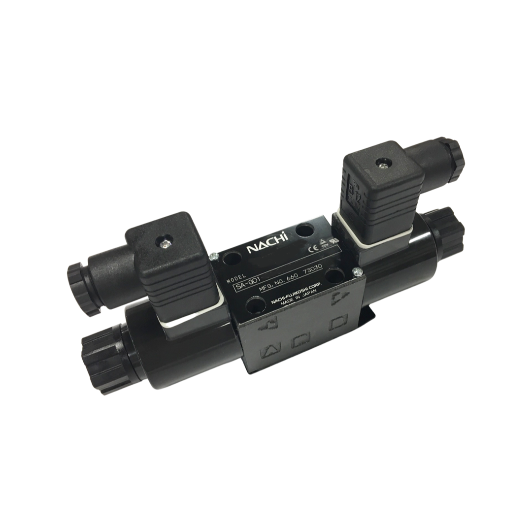 SA-G01-A3X-D2-E31 : Nachi Solenoid Valve, 2P4W, D03 (NG6), 21.1GPM, 5075psi, P to A, B to T in Neutral, 24 VDC, DIN
