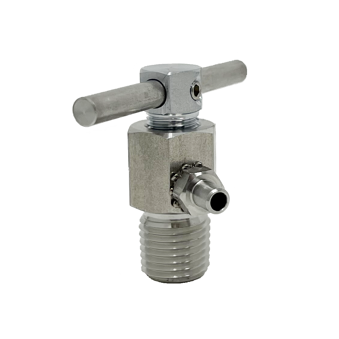SBLV-M-4N-BH : Superlok Bleed Vent Valve, 1/4" MNPT, Back-Stop Screw, Vent Tube, Bar Handle