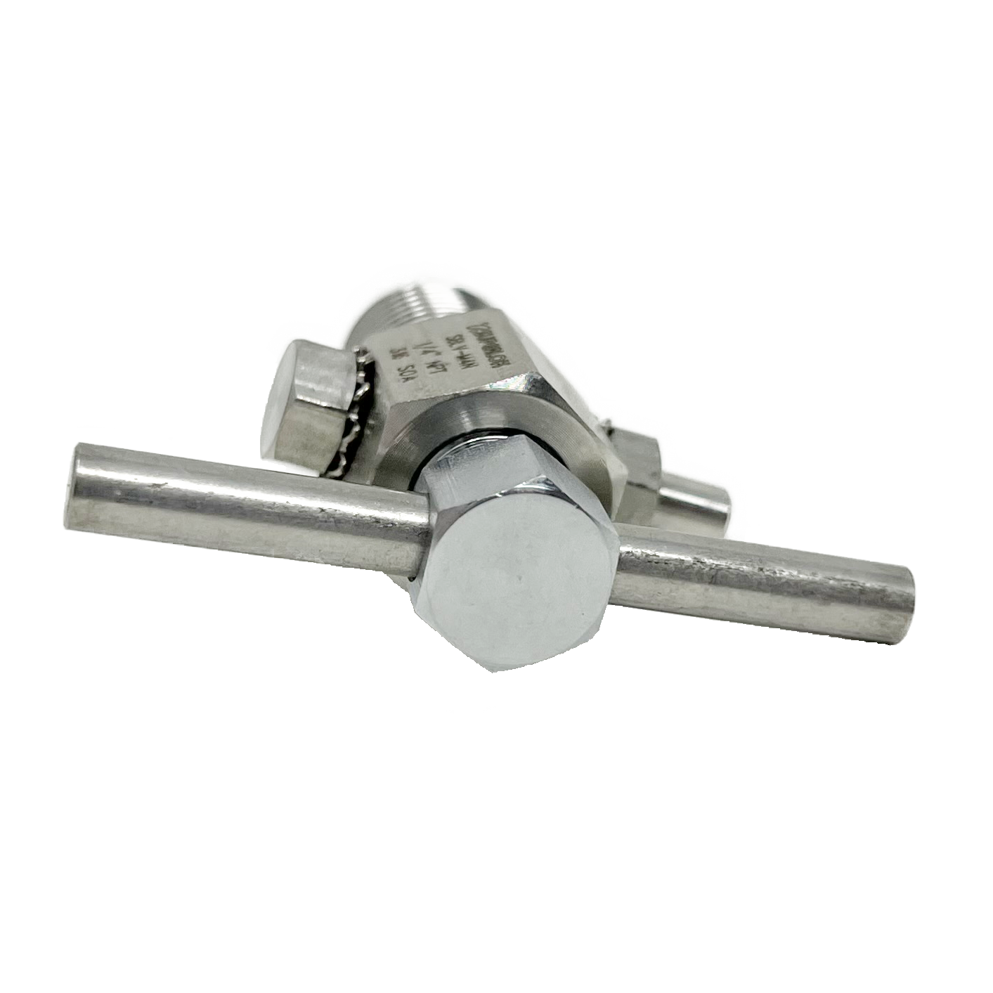 SBLV-M-4N-BH : Superlok Bleed Vent Valve, 1/4" MNPT, Back-Stop Screw, Vent Tube, Bar Handle