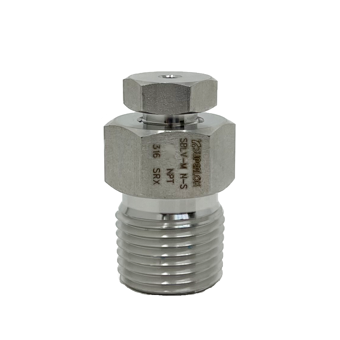 SBLV-M-6N-V : Superlok Bleed Vent Valve, 3/8" MNPT, Top Vent, No Handle