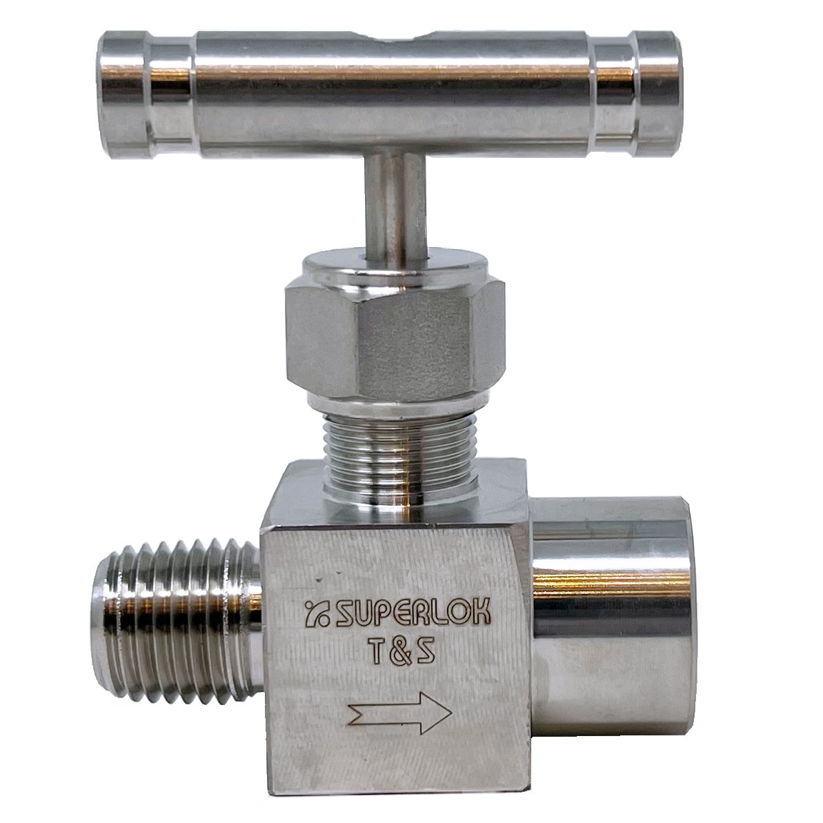 SBNV1-MF-4N : Superlok Integral Bonnet Bar Stock Needle Valve, 1/4" MNPT X 1/4" FNPT,-65 F To 450 F, Vee Tip, 6000psi