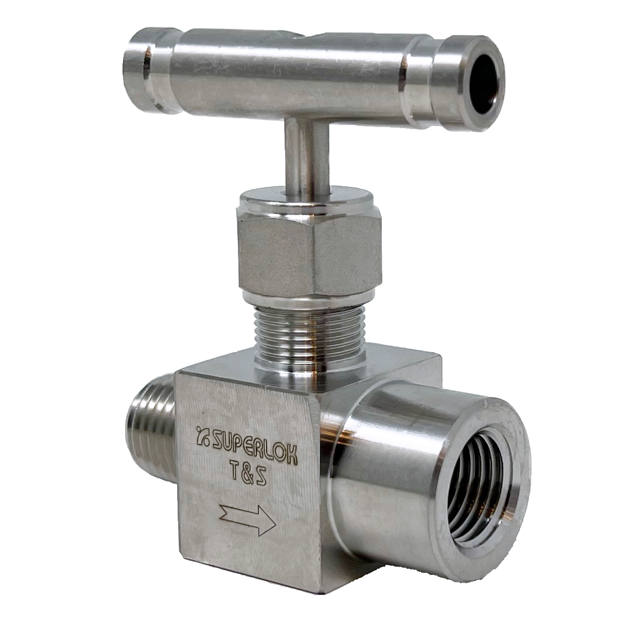 SBNV1-MF-4N : Superlok Integral Bonnet Bar Stock Needle Valve, 1/4" MNPT X 1/4" FNPT,-65 F To 450 F, Vee Tip, 6000psi