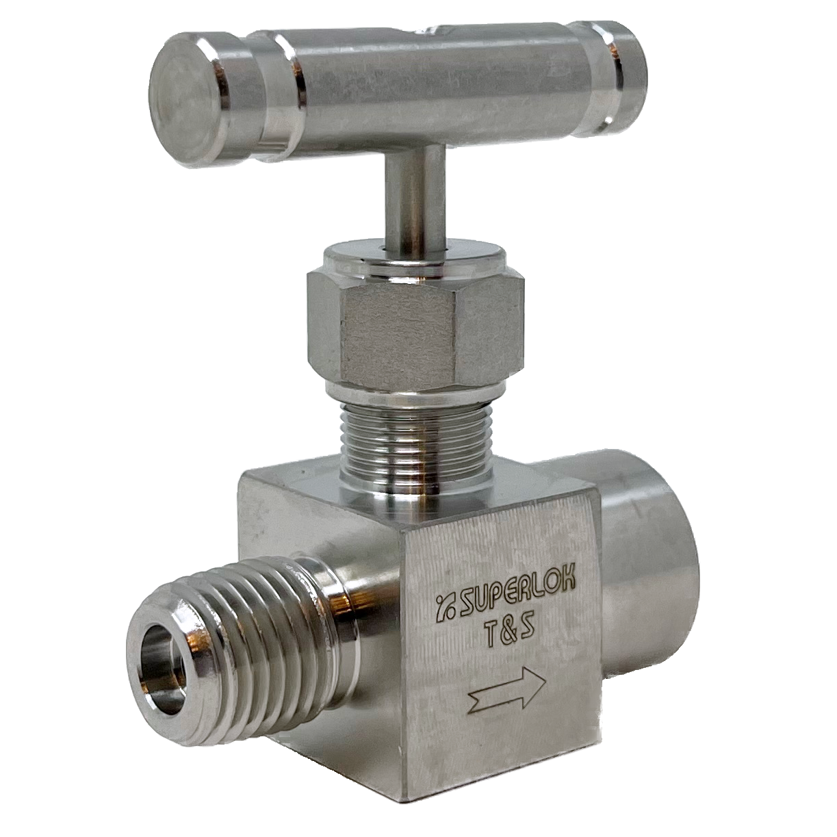 SBNV1-MF-4N : Superlok Integral Bonnet Bar Stock Needle Valve, 1/4" MNPT X 1/4" FNPT,-65 F To 450 F, Vee Tip, 6000psi