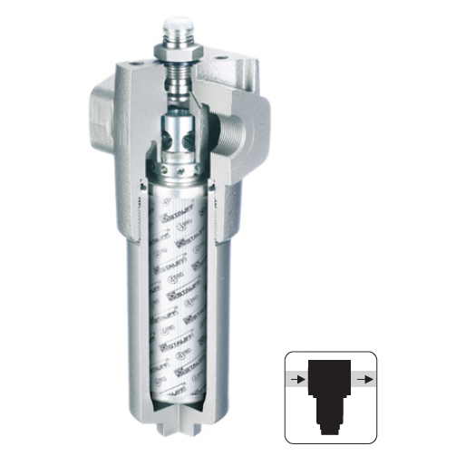 SFA-030-G-05-B-T-U12-B-A : Stauff Inline Filter, 2320psi, #12 SAE (3/4"), 5 Micron, With Visual Indicator, With Bypass