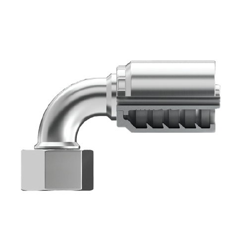 SG-DHFX90-0824 : Continental Hose Fitting, 0.5 (1/2") Hose ID, 24x1.5 Female DIN Heavy, 90-Degree, Swivel Connection