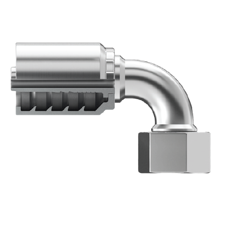 SG-DLFX90-1026 : Continental Hose Fitting, 0.625 (5/8") Hose ID, 26x1.5 Female DIN Light, 90-Degree, Swivel Connection