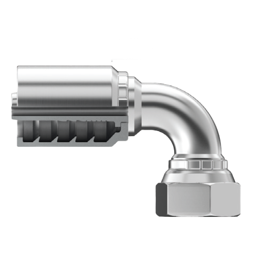 SG-JCFX90S-1210 : Continental Hose Fitting, 0.75 (3/4") Hose ID, 7/8-14 Female JIC, 90-Degree, Swivel Connection