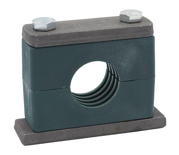 SPAL-5032-PP-DPAL-AS-U-W15 : Stauff Clamp, Single Weld Plate, Heavy, 1.25 inch (32mm) OD, for 1.25" Tube, Green PP Insert, Profiled Interior, Carbon Steel
