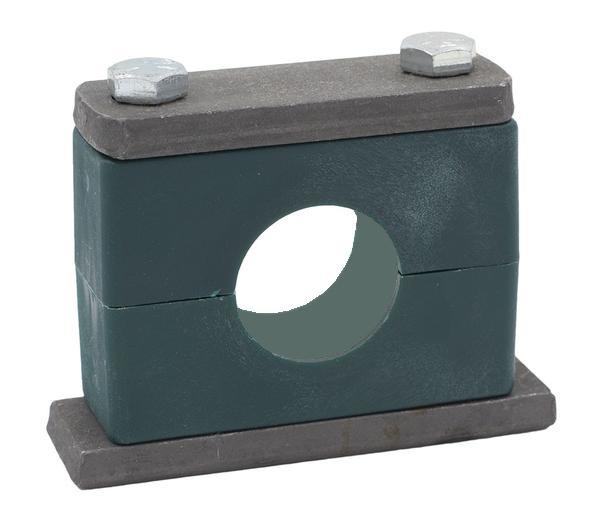 SPAL-3013.5-PP-H-DPAL-AS-U-W15 : Stauff Clamp, Single Weld Plate, Heavy, 0.53" (13.5mm) OD, for 1/4" Pipe, Green PP Insert, Smooth Interior, Carbon Steel
