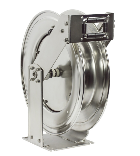 TSHL-N-3100-SS : Coxreels TSHL-N-3100-SS Stainless Steel Spring Rewind Hose Reel, 3/8" ID, 100' capacity, NO HOSE, 300psi