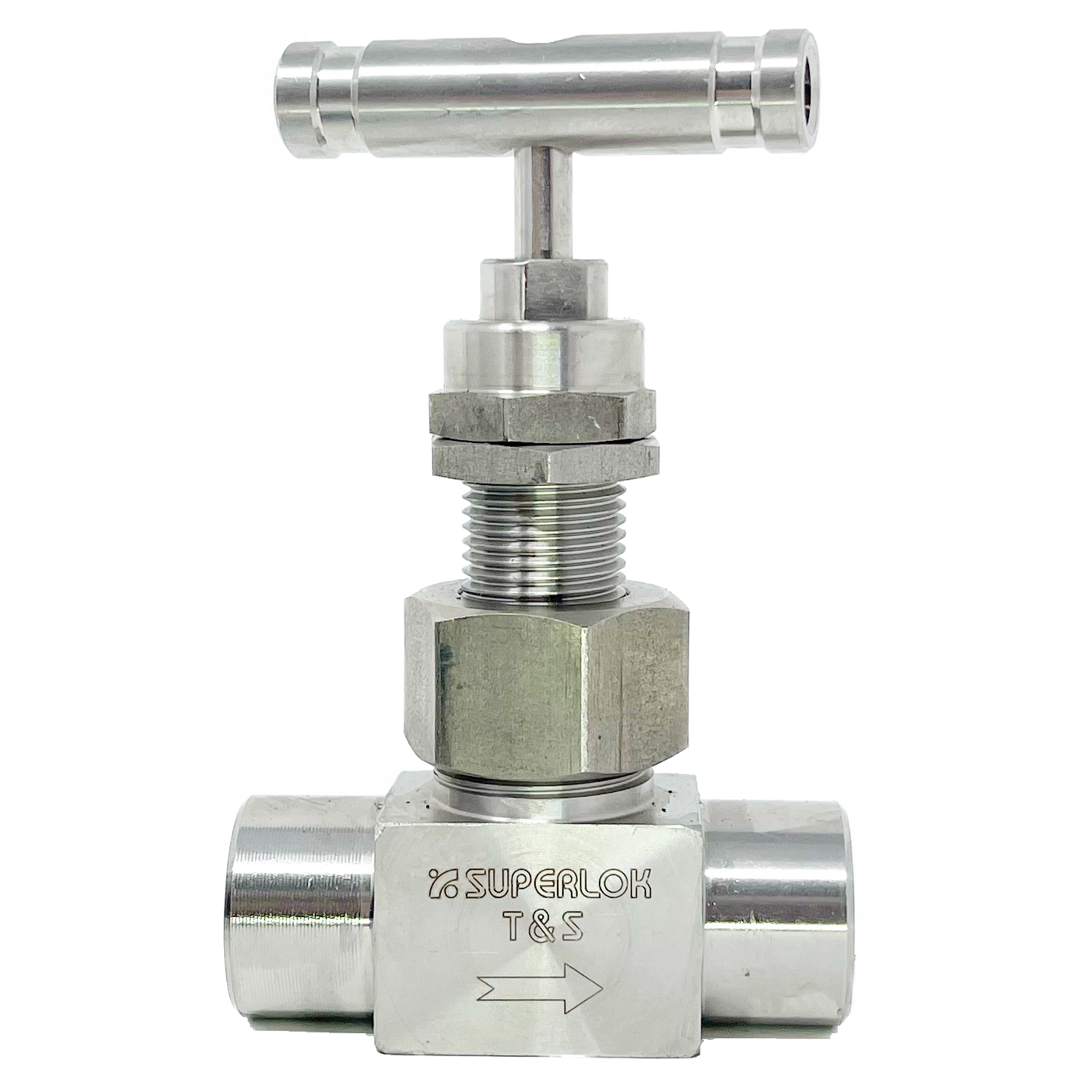 SUNV1-F-4N : Superlok Union Bonnet Needle Valve, 1/4" FNPT, PTFE Packing, Bar Handle, 6000psi