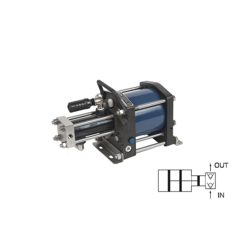 5G-SD-150 : HII Gas Booster, Single Acting, Double Drive, Single Stage, 14000psi, 1.2in3 (19cc), Combo Port Inlet, 1/4" HP Outlet
