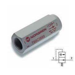 T60AB891 : Norgren T60 Series, excess flow shut-off valve, in-line, 1-1/2 NPT ports, higher flow version. 4.4psi Drop Pressure at Shut off Flow