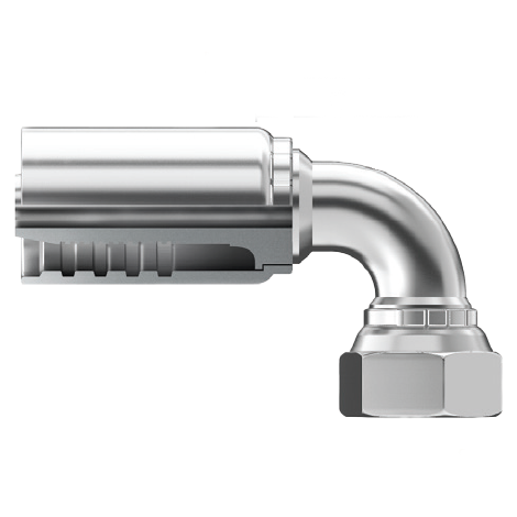 T8-JCFX90-0406 : Continental Hose Fitting, 0.25 (1/4") Hose ID, 9/16-18 Female JIC, 90-Degree, Swivel Connection