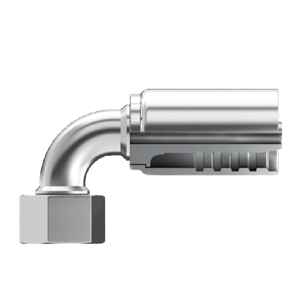 T8-OFFX90-0808 : Continental Hose Fitting, 0.5 (1/2") Hose ID, 13/16-16 Female ORFS, 90-Degree, Swivel Connection