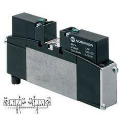 VS18SC11DF313A : Norgren VS18 series, 2x3/2 valve, sol/spring (24VDC) with soft seal spool