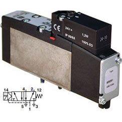 VS18S517DF313A : Norgren VS18 Series, 5/2 valve, sol/spring (24VDC) with soft seal spool, non-locking