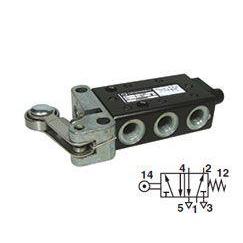 X3039322 - Norgren Super X Valve, 2-Position, 5-Way, Spool Configuration 3 Blocked, 1 to 2 and 4 to 5 in Neutral, 1/8" NPT, Inline, Mechanical, Roller Lever, Heavy Duty"