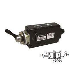 X3044322 - Norgren Super X Valve, 2-Position, 5-Way, Spool Configuration 3 Blocked, 1 to 2 and 4 to 5 in Neutral, 1/8" NPT, Inline, Manual, Lever"