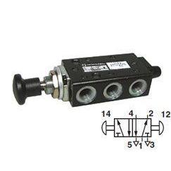 X3066522 - Norgren Super X Valve, 2-Position, 5-Way, Spool Configuration 3 Blocked, 1 to 2 and 4 to 5 in Neutral, 1/4" NPT, Inline, Manual, Knob