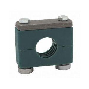 GMV-4021.3-PP-DPAL-AS-U-W13 : Stauff Heavy Series Clamp, Heavy Rail Mount, 0.84" (21.3mm) OD, for 1/2" Pipe, Green PP Insert, Profiled Interior, Carbon Steel