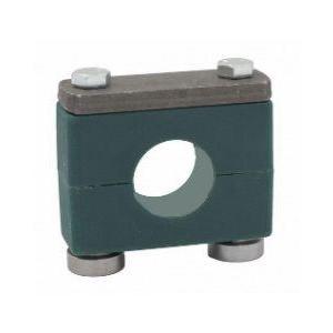 GMV-4021.3-PP-H-DPAL-AS-U-W13 : Stauff Heavy Series Clamp, Heavy Rail Mount, 0.84" (21.3mm) OD, for 1/2" Pipe, Green PP Insert, Smooth Interior, Carbon Steel