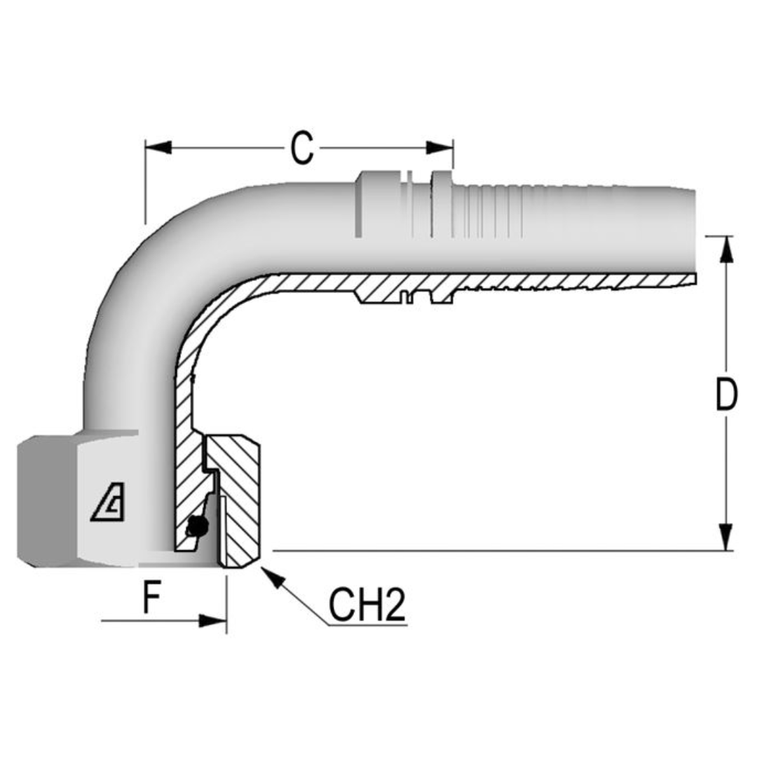 Shop A-FM9L 90-Degree Hose - Female Light Duty DIN Swivel