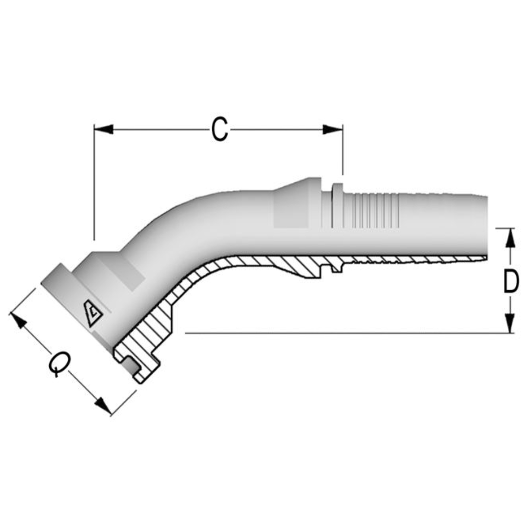 Shop A-KF45 45-Degree Hose - Komatsu O-Ring Flange